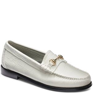 Gh Bass Weejuns Lianna bit croc white loafers horsebit 8